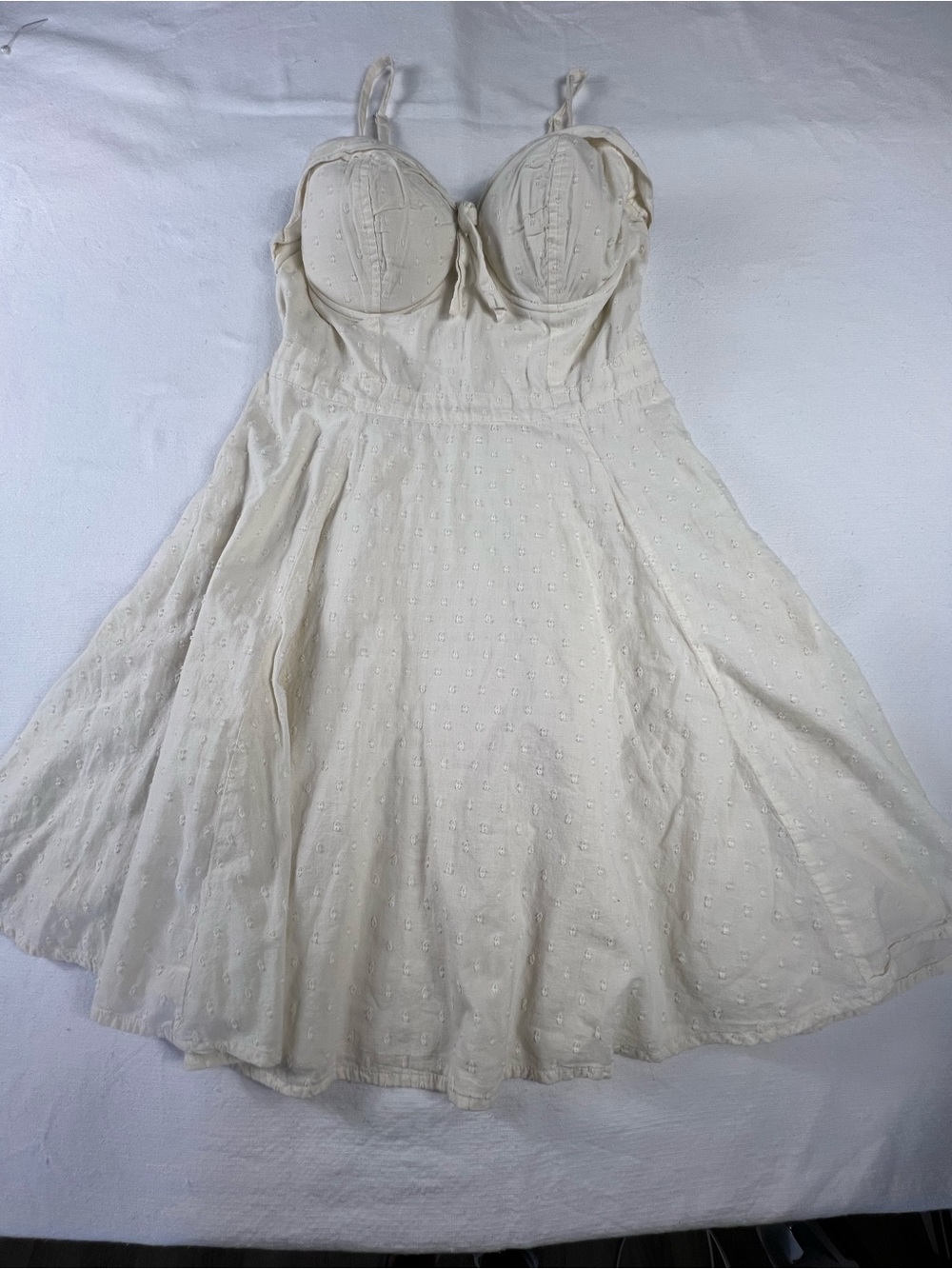 Jessica Simpson Cream Adjust-Strap Cotton Built in Bra Babydoll Boho Country